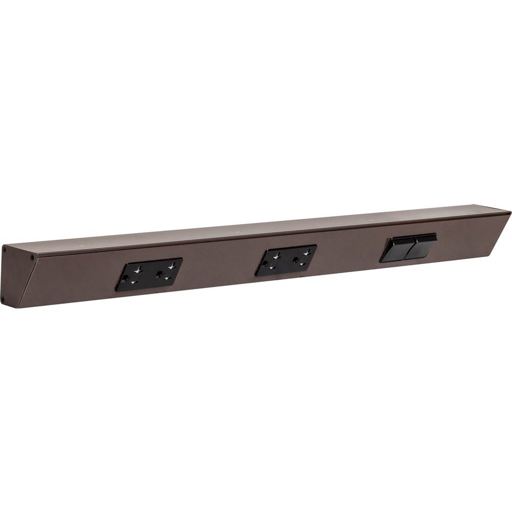 Task Lighting 24'' TR Switch Series Angle Power Strip, Right Switches, Bronze Finish, Black Switches and Receptacles