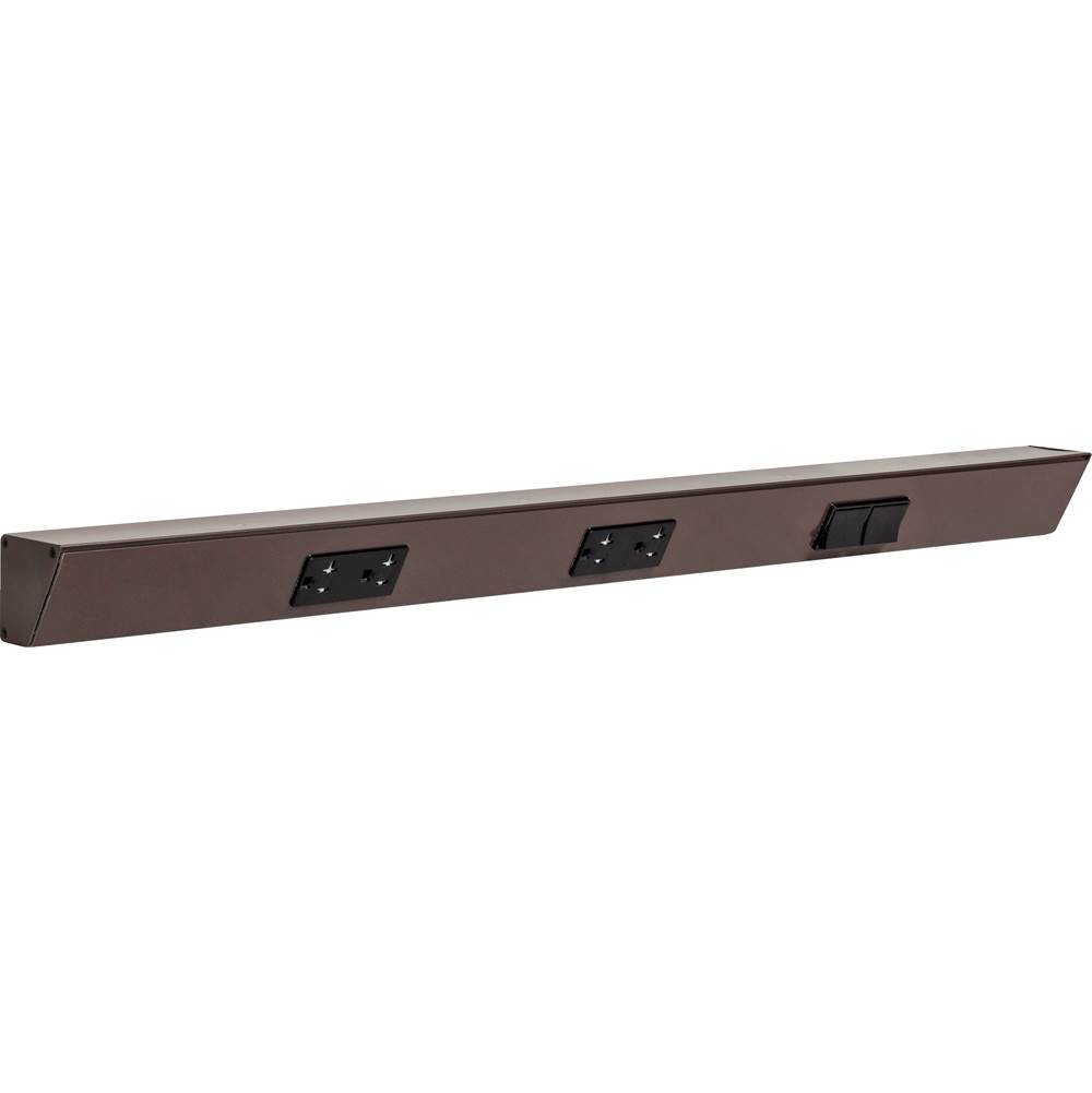 Task Lighting 30'' TR Switch Series Angle Power Strip, Right Switches, Bronze Finish, Black Switches and Receptacles