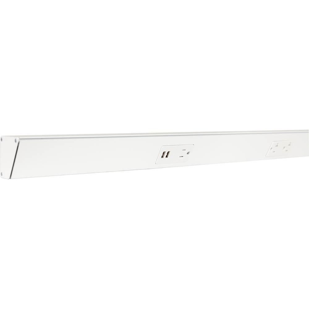 Task Lighting 72'' TR USB Series Angle Power Strip with USB, White Finish, White Receptacles