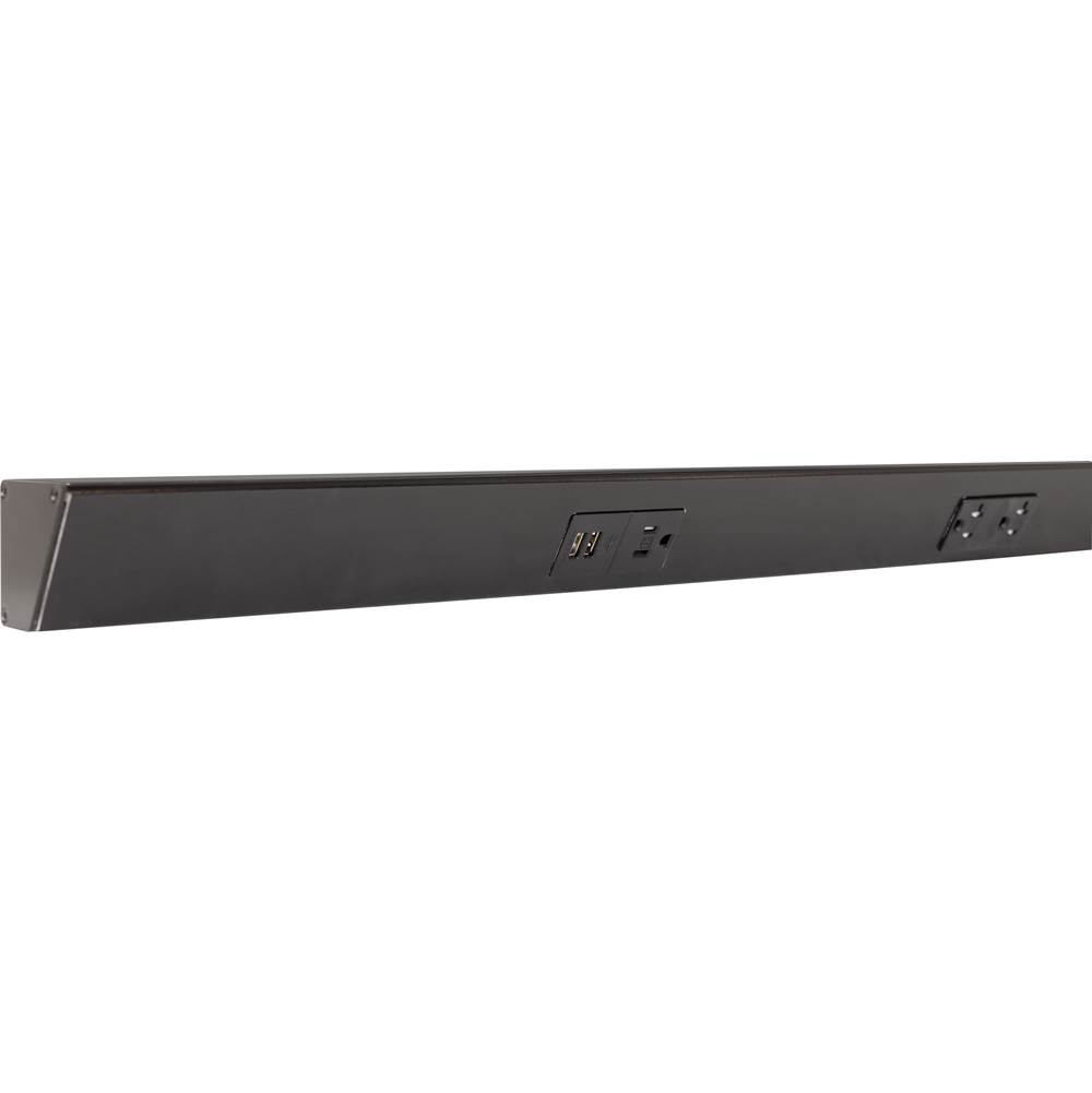 Task Lighting 72'' TR USB Series Angle Power Strip with USB, Black Finish, Black Receptacles