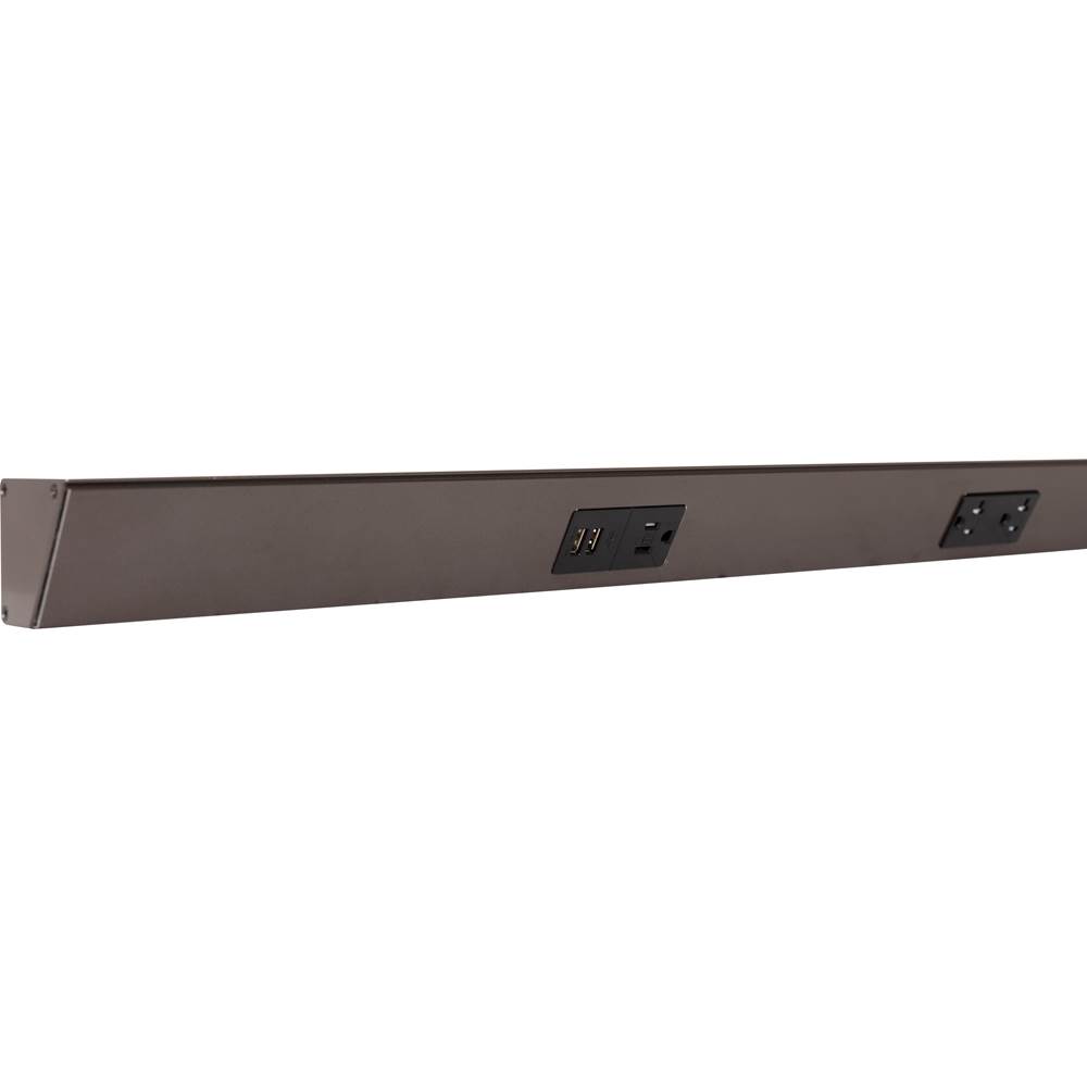 Task Lighting 72'' TR USB Series Angle Power Strip with USB, Bronze Finish, Black Receptacles