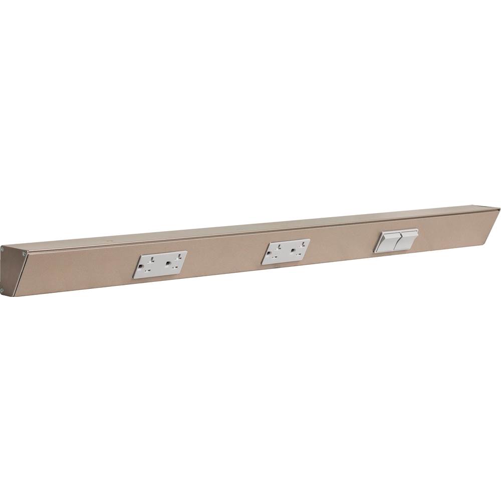 Task Lighting 30'' TR Switch Series Angle Power Strip, Right Switches, Satin Nickel Finish, Grey Switches and Receptacles