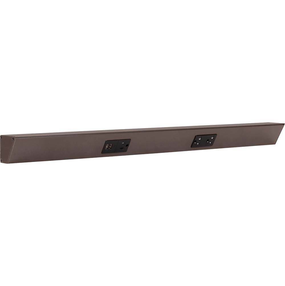 Task Lighting 30'' TR USB Series Angle Power Strip with USB, Bronze Finish, Black Receptacles