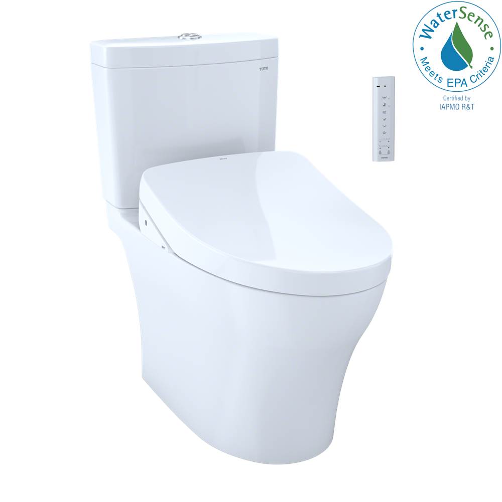 TOTO Toto Washlet+®  Aquia Iv Two-Piece Elongated Dual Flush 1.28 And 0.9 Gpf Toilet And Contemporary Washlet S500E Bidet Seat, Cotton White