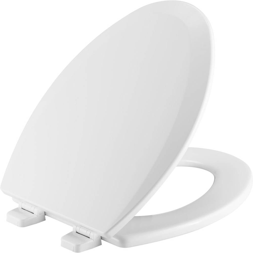 Bemis Elongated Closed Front with Cover Molded Wood Toilet Seat Top-Tite STA-TITE with Precision Seat Fit Adjustable Hinge - White