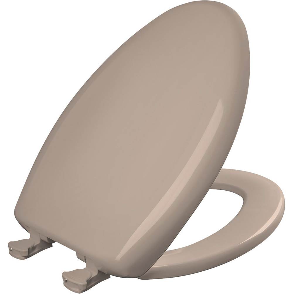 Bemis Elongated Plastic Toilet Seat with WhisperClose with EasyClean & Change Hinge and STA-TITE in Fawn Beige