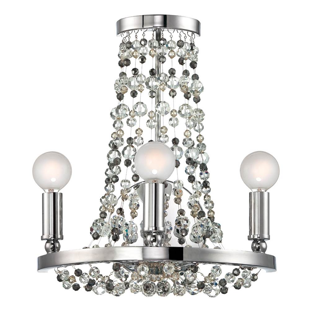 Crystorama Channing 3 Light Hand Cut Crystal Polished Chrome Sconce