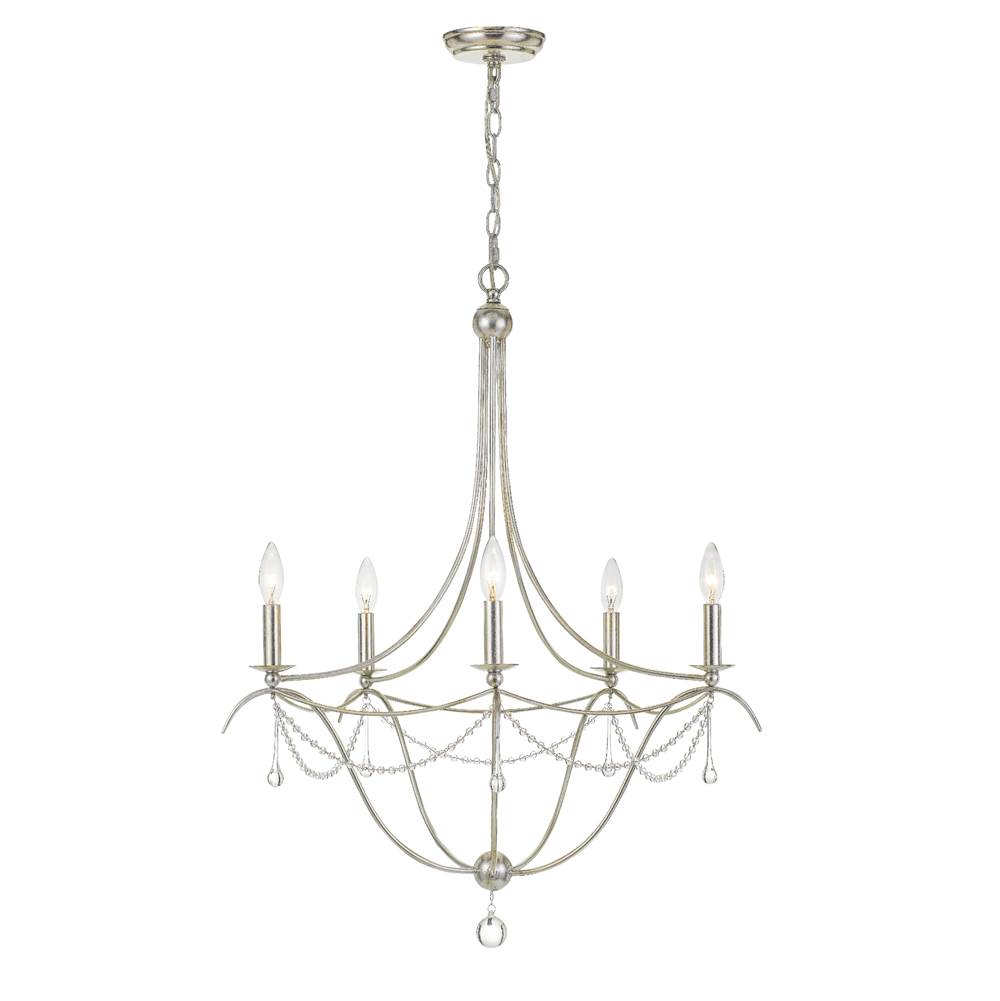 Crystorama Metro 5 Light Crystal Beads Antique Silver Chandelier