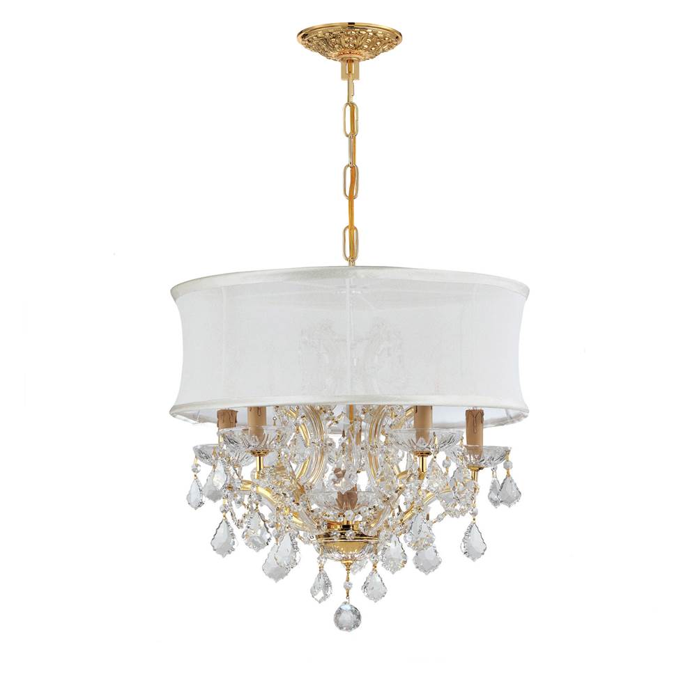 Crystorama Brentwood 6 Light Crystal Gold Drum Shade Mini Chandelier