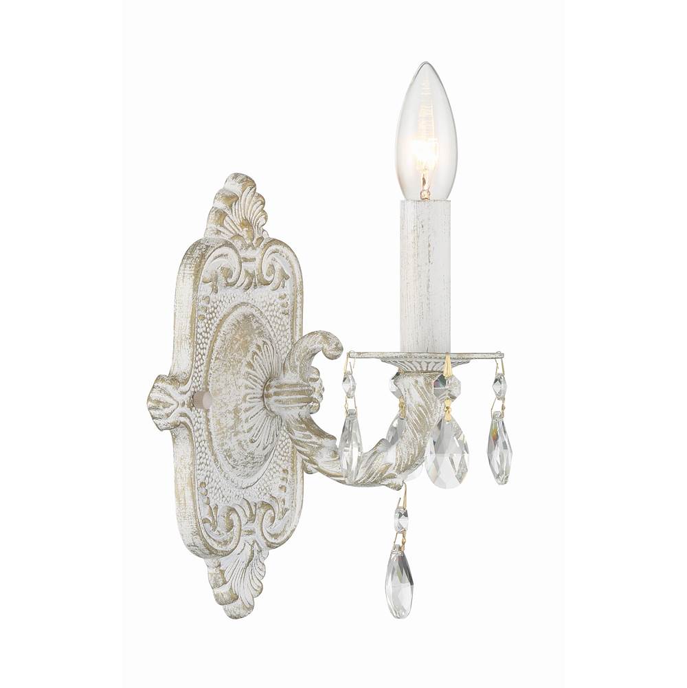 Crystorama Paris Market 1 Light Clear Crystal Antique White Sconce