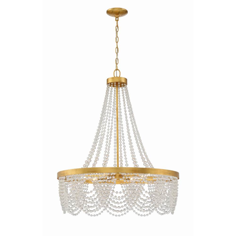 Crystorama Fiona 4 Light Antique Gold Chandelier with Clear Beads