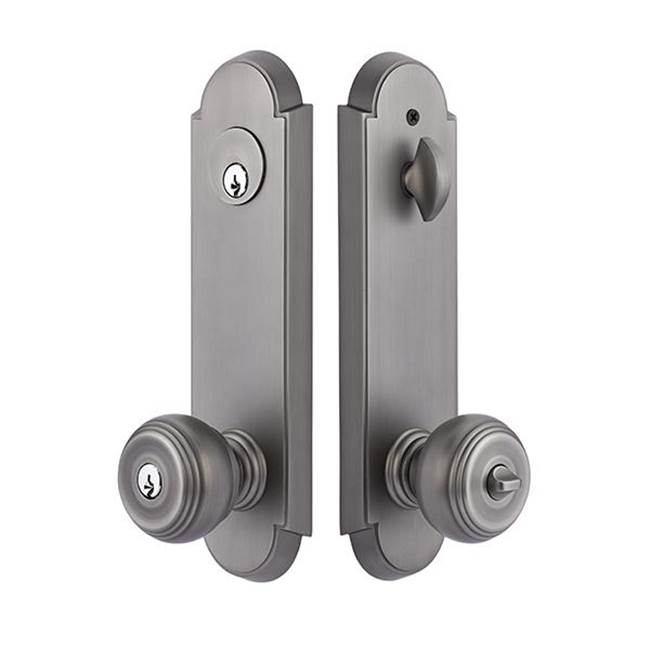 Emtek 2-PT Lock Key in Knb/Lvr Sgl Cyl, Annapolis Plate, Cortina Lever, RH, US10B