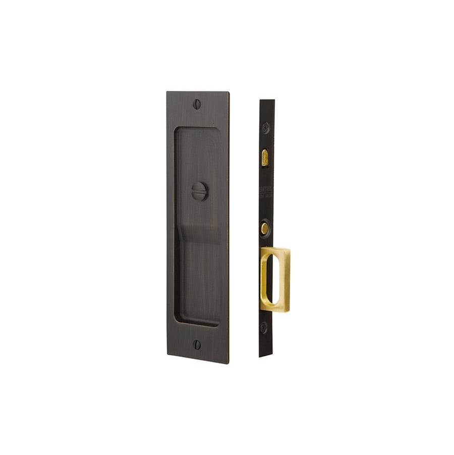 Emtek Dummy, Sandcast Bronze, Rustic Modern Rectangular Pocket Door Mortise Lock, FB