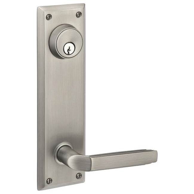 Emtek Passage Double Keyed, Sideplate Locksets Quincy 5-1/2, Ribbon and Reed Lever, RH, US3NL