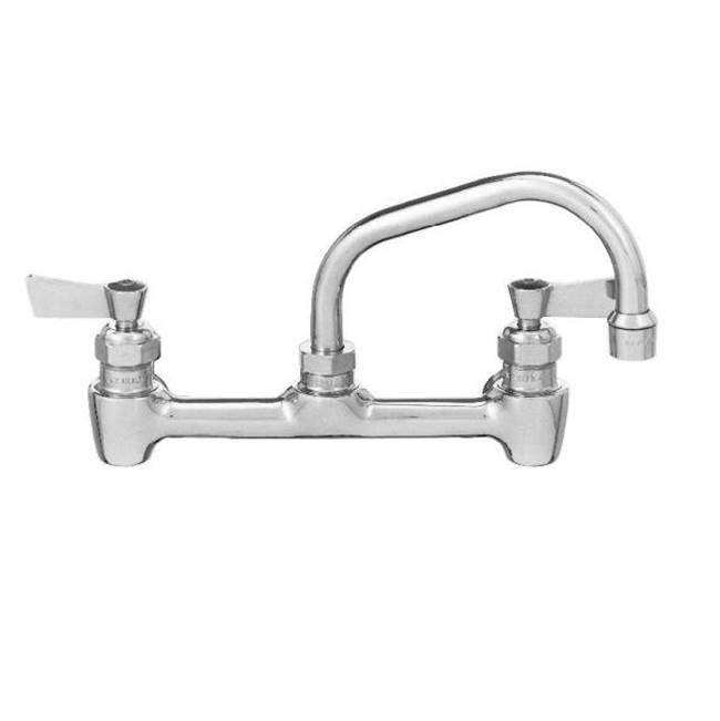 Fisher Manufacturing Faucet, Kitchen, 8'' Backsplash Control Valve With Ez Install Adapters, Lever Handles, 6'' Swing Spout