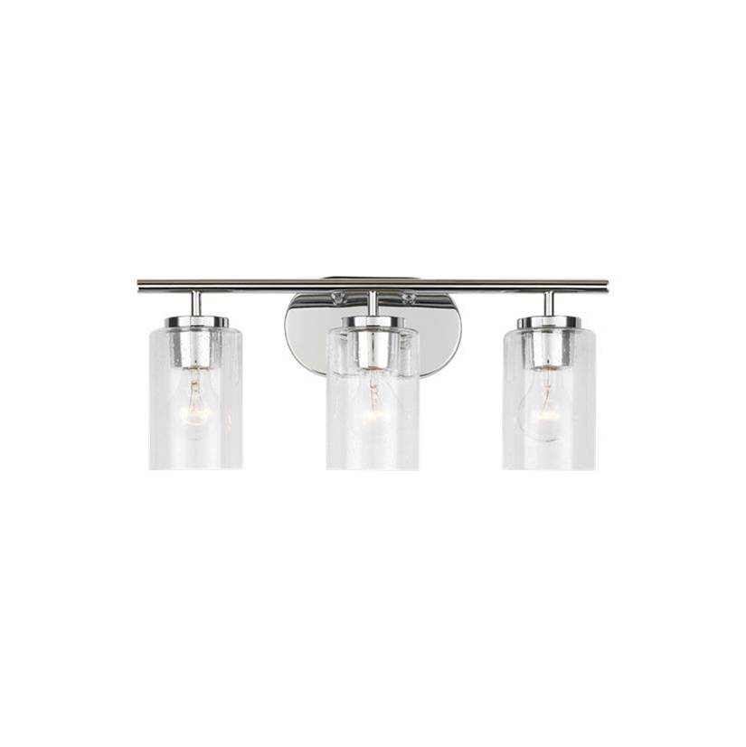 Generation Lighting Oslo Dimmable 3-Light Wall Bath Sconce In A Chrome Finish With Clear Seeded Glass Shade