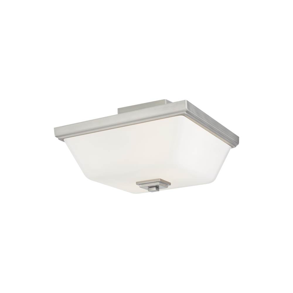 Generation Lighting Ellis Harper Classic 2-Light Indoor Dimmable Ceiling Semi-Flush Mount In Brushed Nickel Silver Finish With Etched White Inside Glass Shade