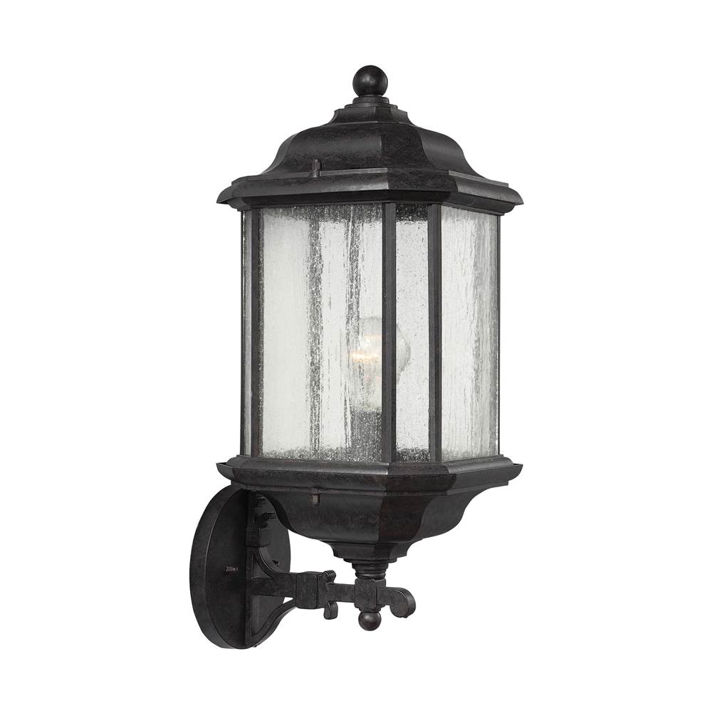 Generation Lighting Kent Traditional 1-Light Outdoor Exterior Wall Lantern Sconce In Oxford Bronze Finish With Clear Seeded Glass Panels