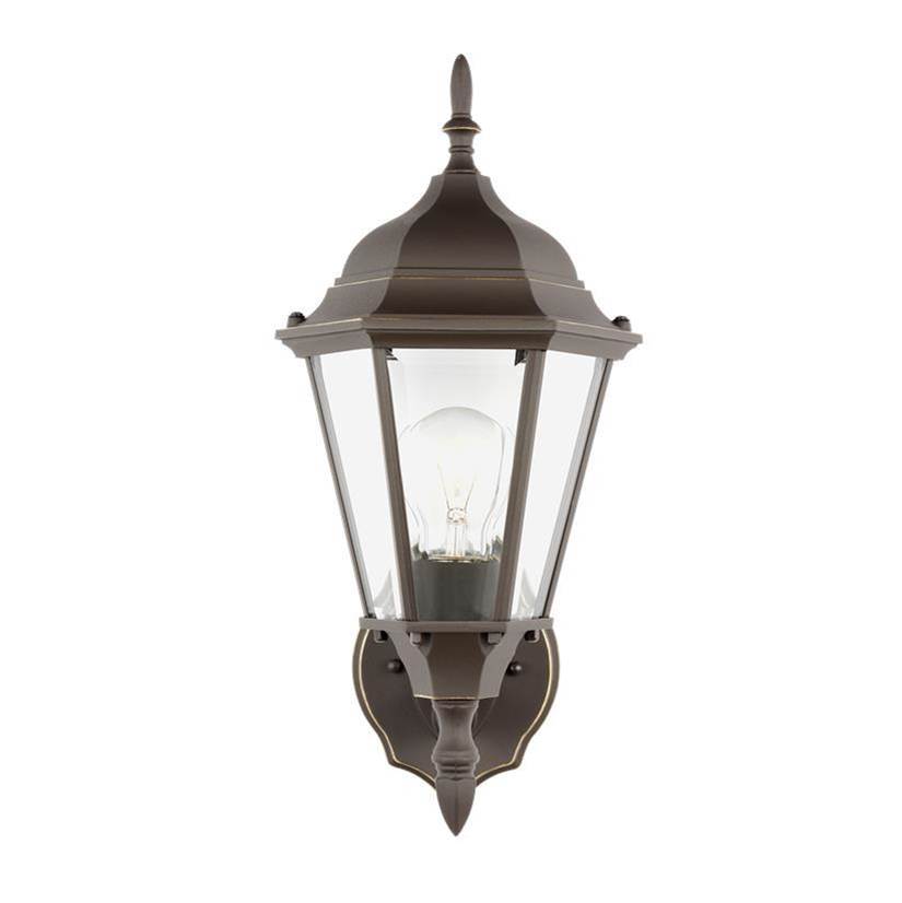 Generation Lighting Bakersville Traditional 1-Light Outdoor Exterior Wall Lantern Sconce In Antique Bronze Finish With Clear Beveled Glass Panels