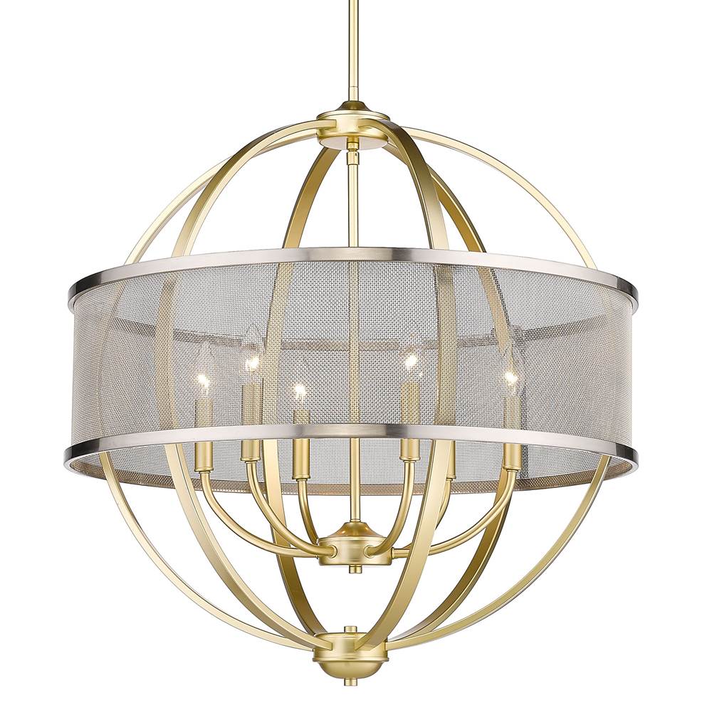 Golden Lighting Colson OG 6 Light Chandelier (with Pewter shade) in Olympic Gold
