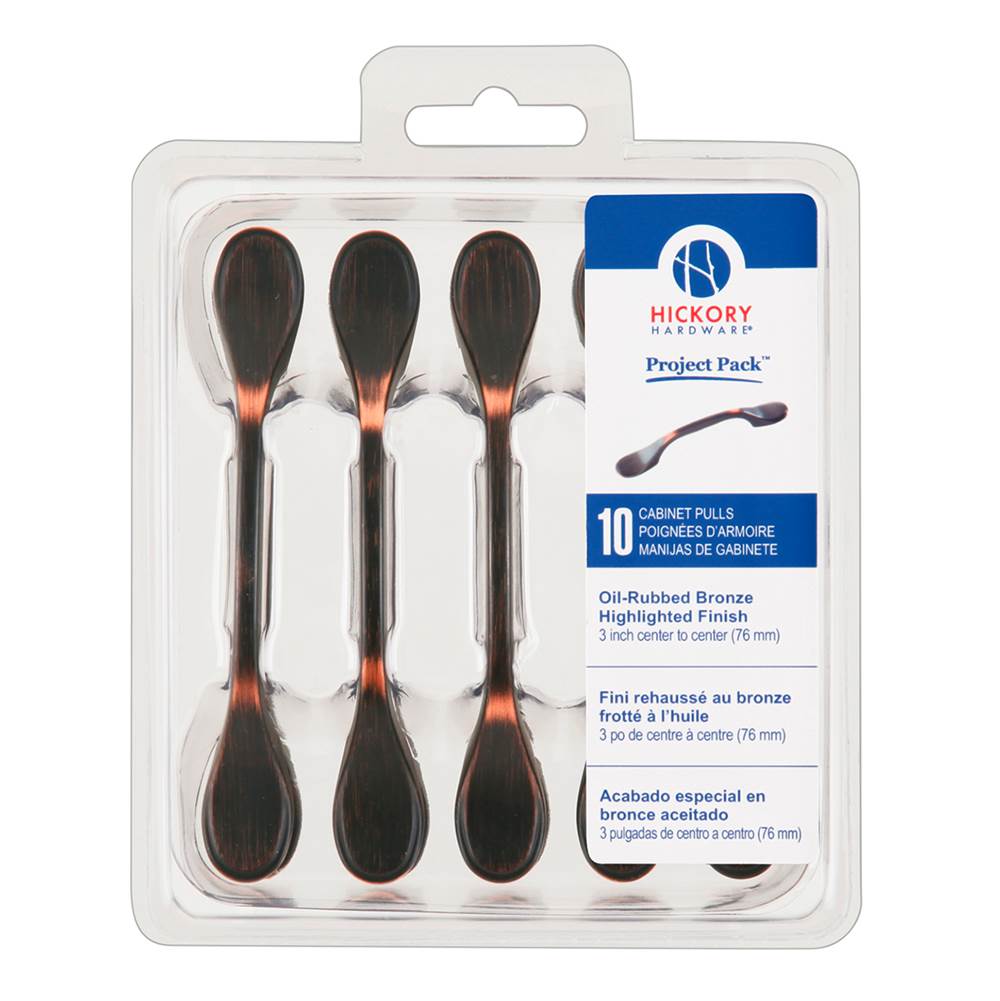 Hickory Hardware Project Pack Collection Pull 3'' C/C Oil-Rubbed Bronze Highlighted Finish (10 Pack)
