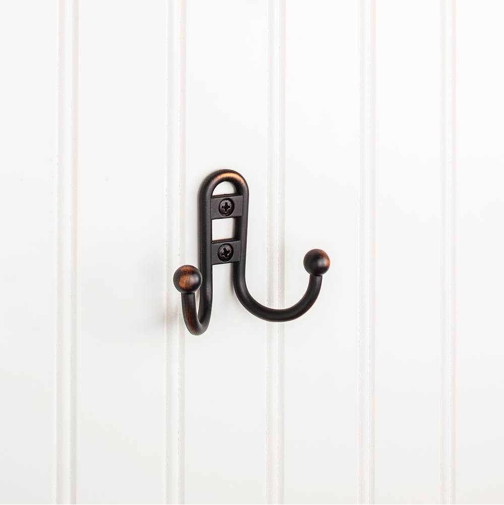 Hardware Resources 2-9/16'' Brushed Oil Rubbed Bronze Classic Double Prong Ball End Wall Mounted Hook