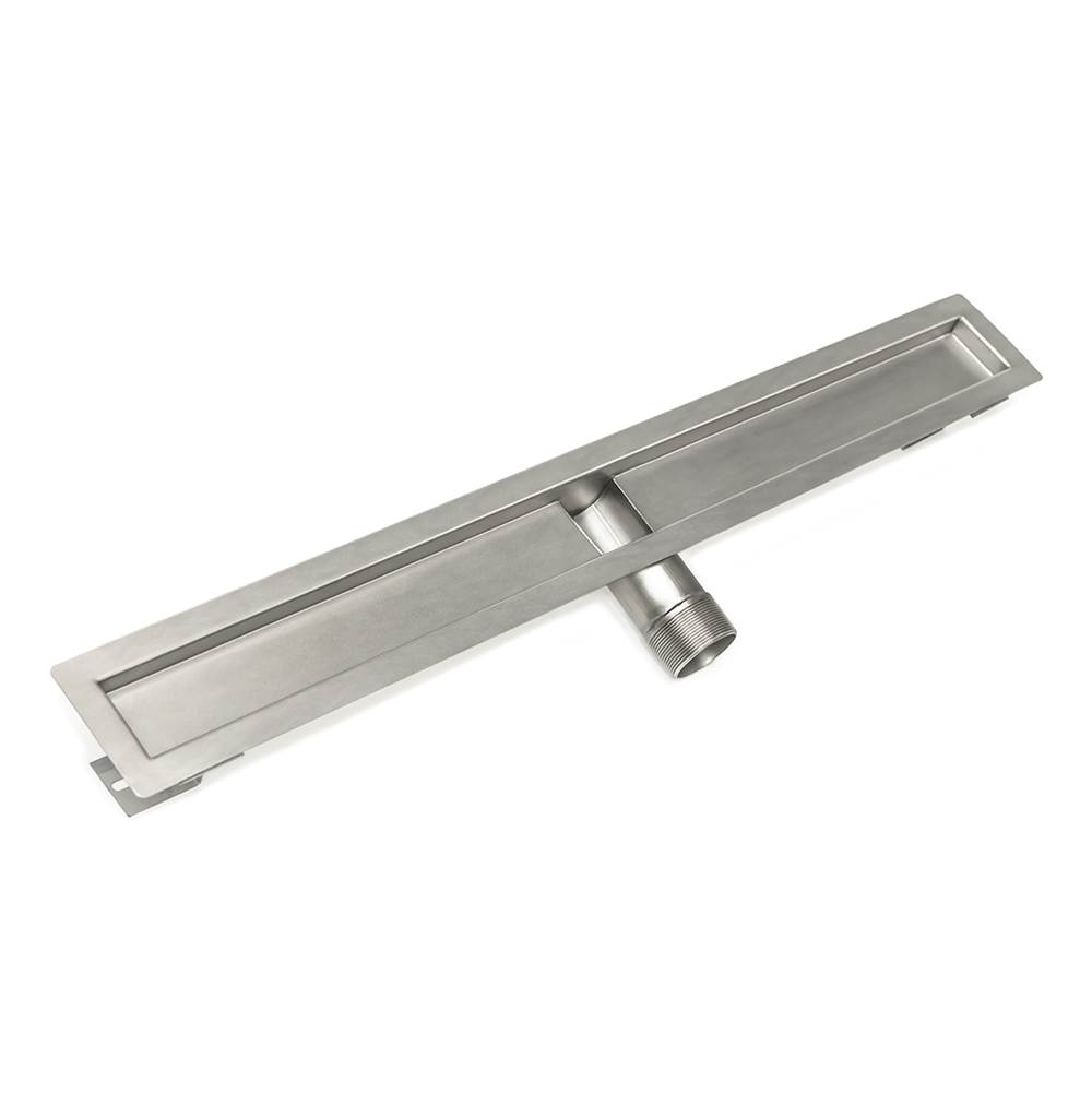 Infinity Drain 42'' Stainless Steel Side Outlet Channel with 2'' Threaded Outlet