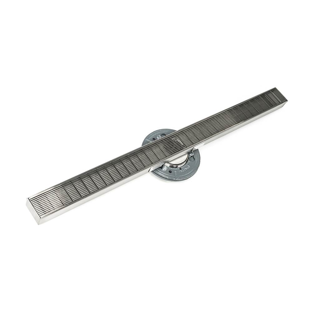 Infinity Drain 36'' S-Stainless Steel Series High Flow Complete Kit with 2 1/2'' Wedge Wire Grate in Satin Stainless with ABS Drain Body, 3'' Outlet