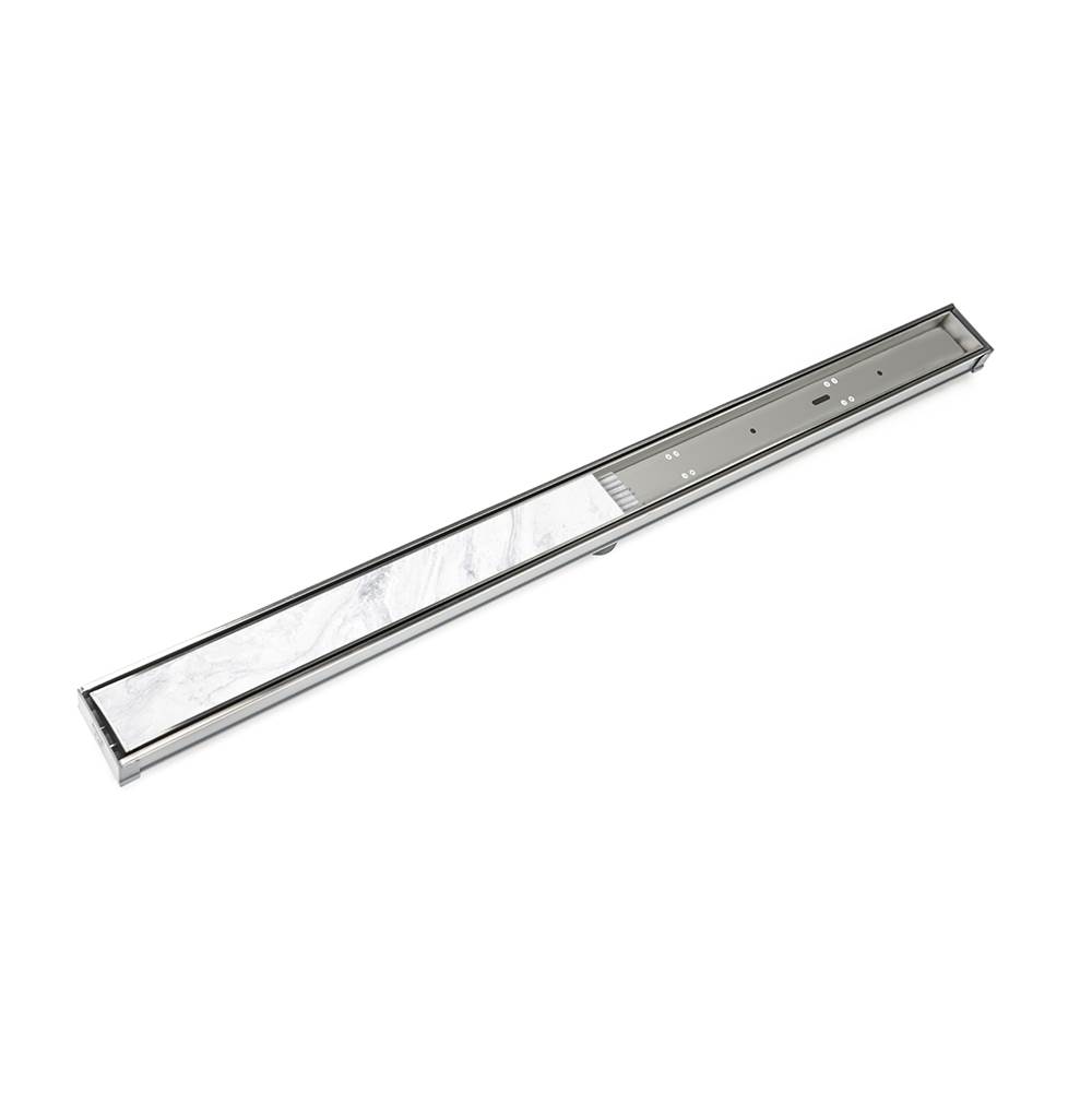 Infinity Drain 60'' S-PVC Series Low Profile Complete Kit with 2 1/2'' Tile Insert Frame in Satin Stainless