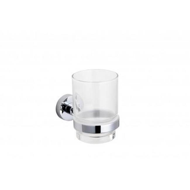 Kartners OSLO - Wall Mounted Bathroom Tumbler & Toothbrush Holder with Chrome Glass-Antique Brass
