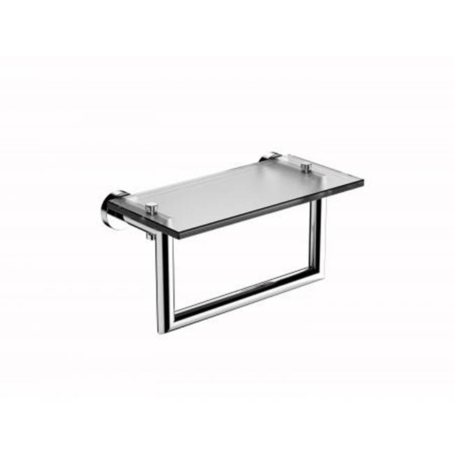 Kartners OSLO - 10-inch Glass Shelf with Towel Rail-Polished Brass