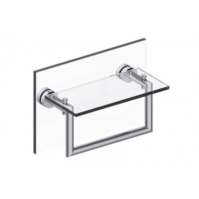 Kartners OSLO - 10-inch Glass Shelf with Towel Rail Through Glass-Polished Brass