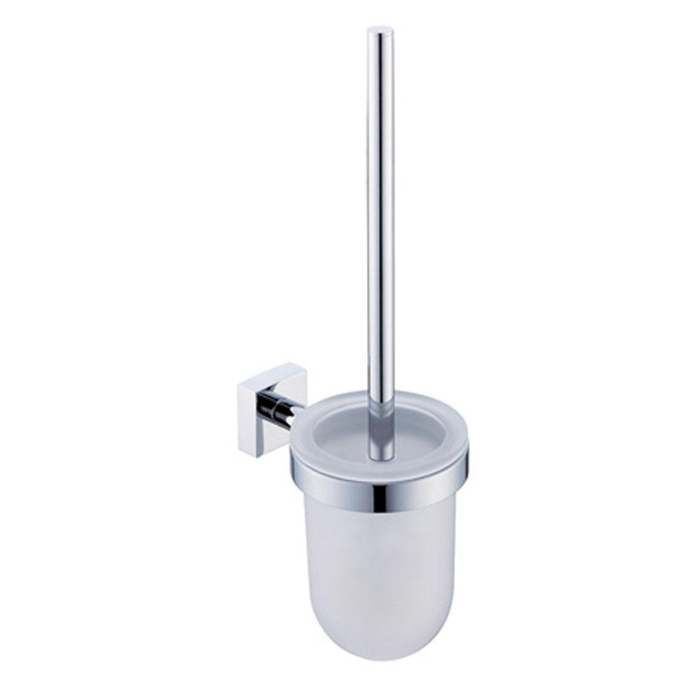 Kartners MADRID - Wall Mounted Toilet Brush Set with Frosted Glass-Polished Chrome