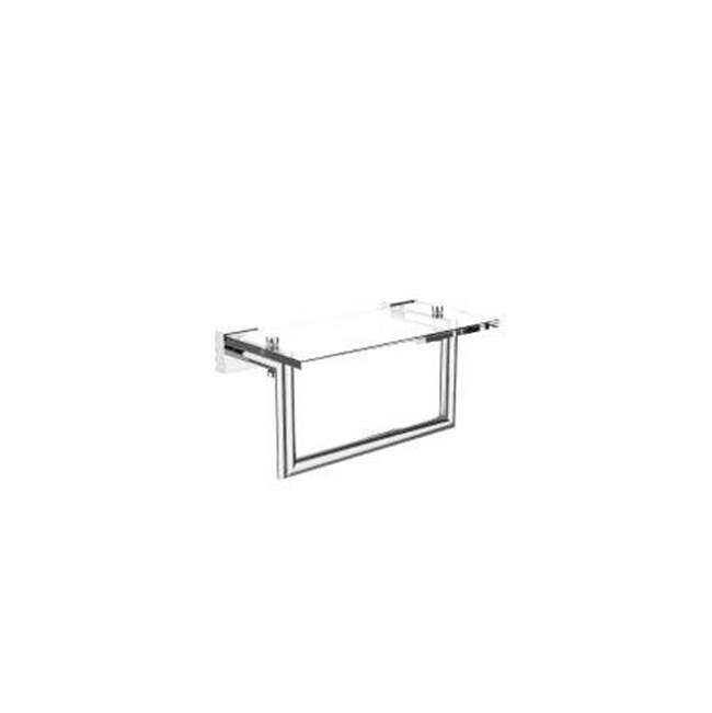 Kartners MADRID - 10-inch Glass Shelf  with Towel Rail-Unlacquered Brass