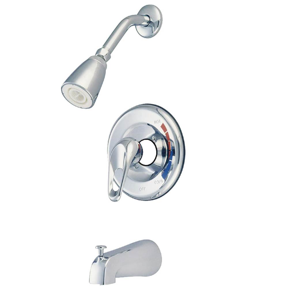 Kingston Brass Water Saving Chatham Tub & Shower Faucet Trim with 1.5GPM Showerhead and Single Loop Handle, Polished Chrome
