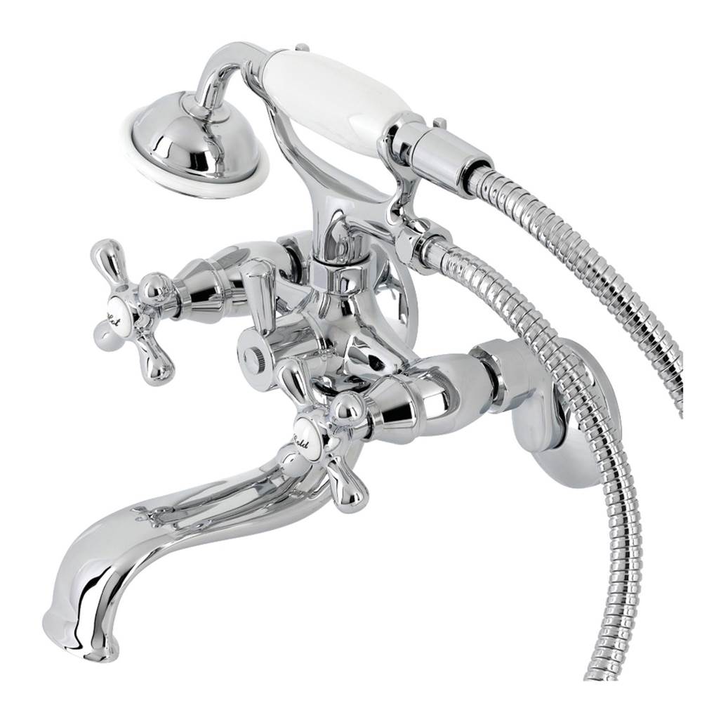 Kingston Brass Kingston Wall Mount Clawfoot Tub Faucet with Hand Shower, Polished Chrome