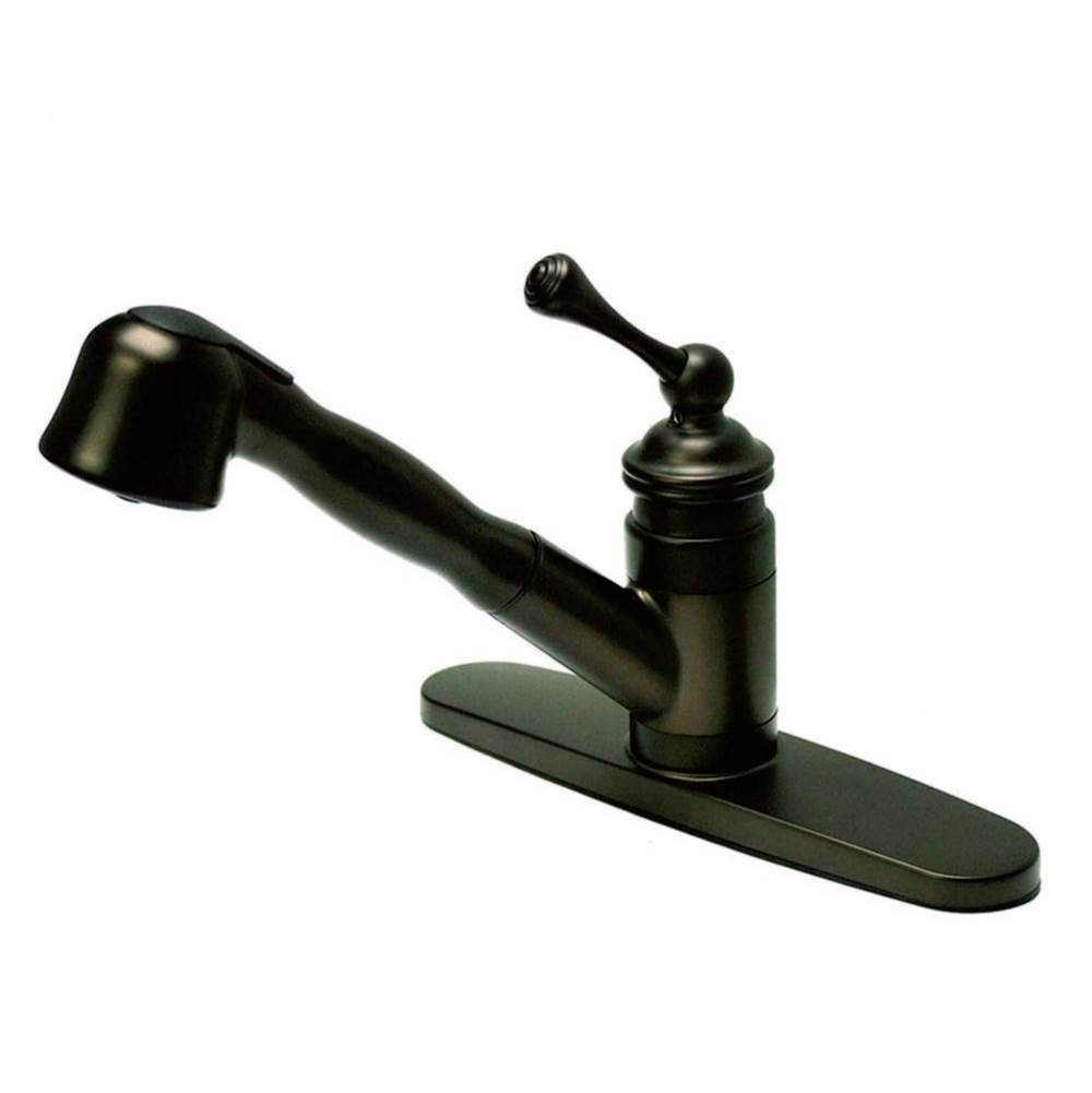 Kingston Brass Vintage 8'' Single Handle Pull Out Kitchen Washerless Cartridge, Oil Rubbed Bronze