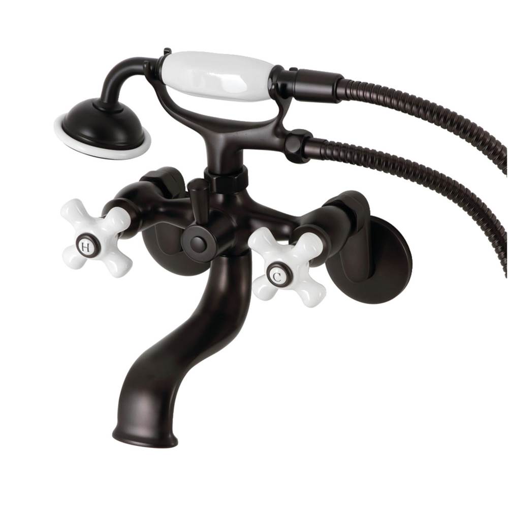Kingston Brass Kingston Brass KS226PXORB Kingston Wall Mount Clawfoot Tub Faucet with Hand Shower, Oil Rubbed Bronze
