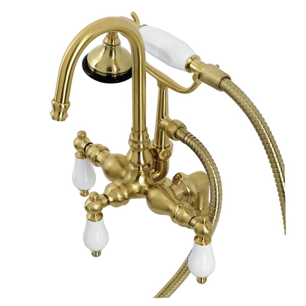 Kingston Brass Aqua Vintage Clawfoot Tub Faucet with Hand Shower, Brushed Brass
