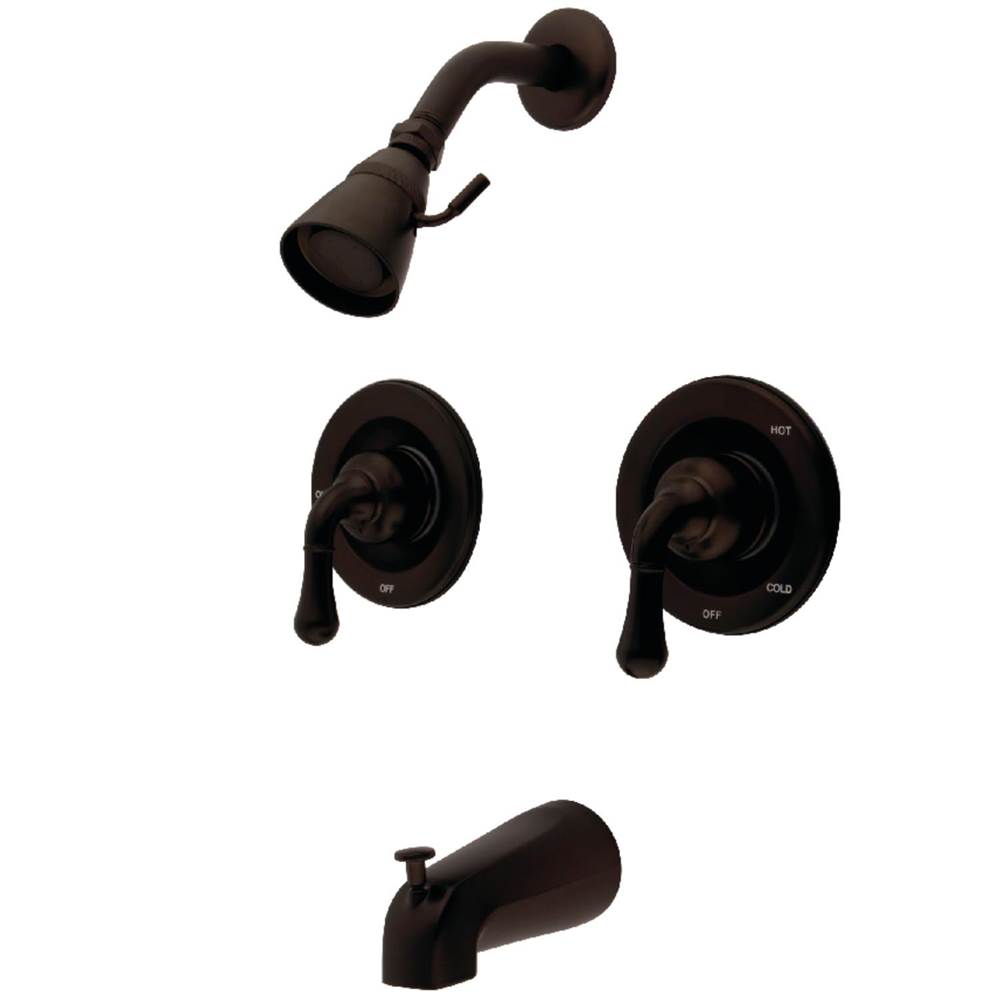 Kingston Brass Magellan Twin Handles Tub Shower Faucet Pressure Balanced With Volume Control, Oil Rubbed Bronze