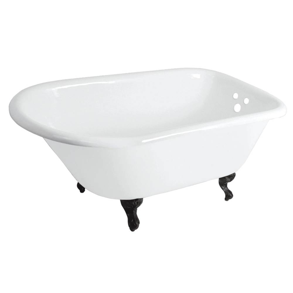 Kingston Brass Aqua Eden 48-Inch Cast Iron Roll Top Clawfoot Tub with 3-3/8 Inch Wall Drillings, White/Matte Black