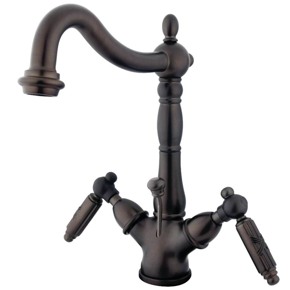 Kingston Brass Victorian Two-Handle Bathroom Faucet with Brass Pop-Up and Cover Plate, Oil Rubbed Bronze