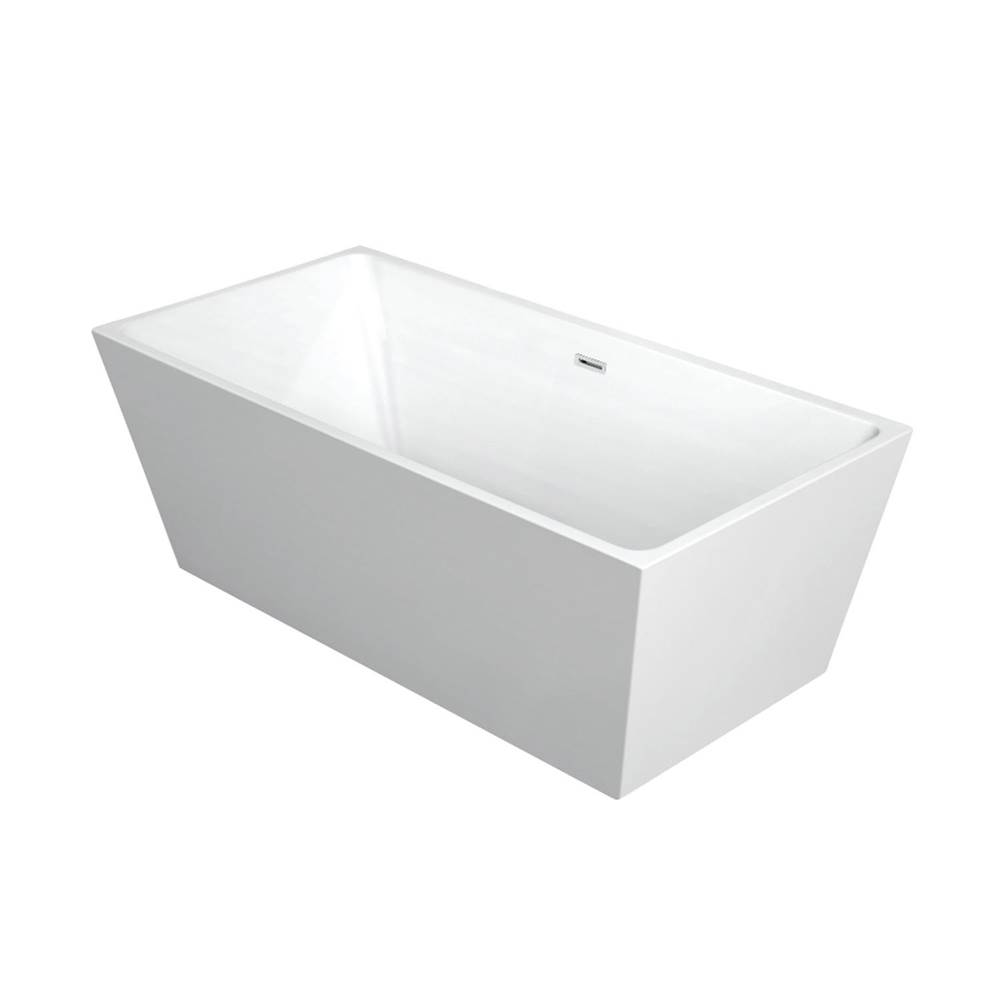 Kingston Brass Aqua Eden 53'' Acrylic Freestanding Tub with Drain, Glossy White