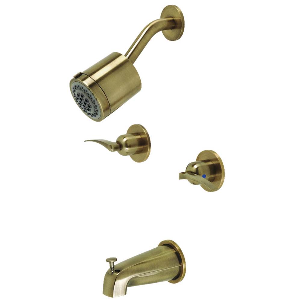 Kingston Brass Centurion Two-Handle Tub and Shower Faucet, Antique Brass