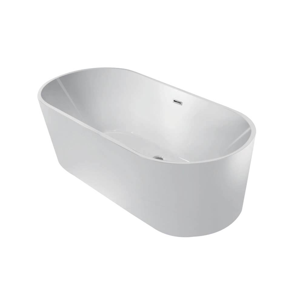 Kingston Brass Aqua Eden 60-Inch Acrylic Double Ended Freestanding Tub with Drain, White
