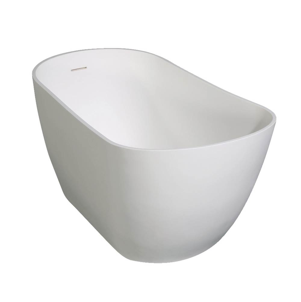 Kingston Brass Aqua Eden Arcticstone 52'' Slipper Solid Surface Freestanding Tub with Drain, Glossy White/Matte White