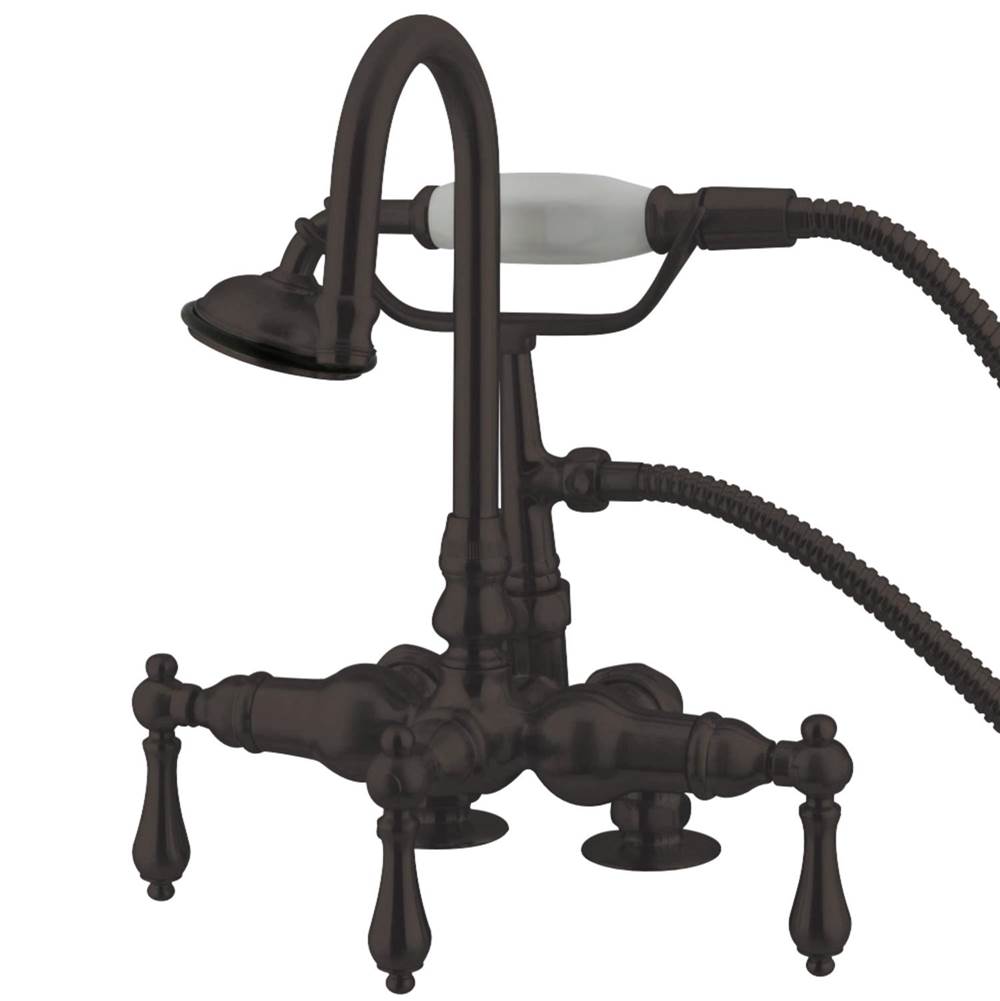Kingston Brass Vintage 3-3/8-Inch Deck Mount Tub Faucet with Hand Shower, Oil Rubbed Bronze