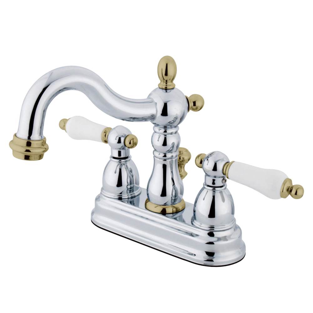 Kingston Brass Heritage 4 in. Centerset Bathroom Faucet, Polished Chrome/Polished Brass