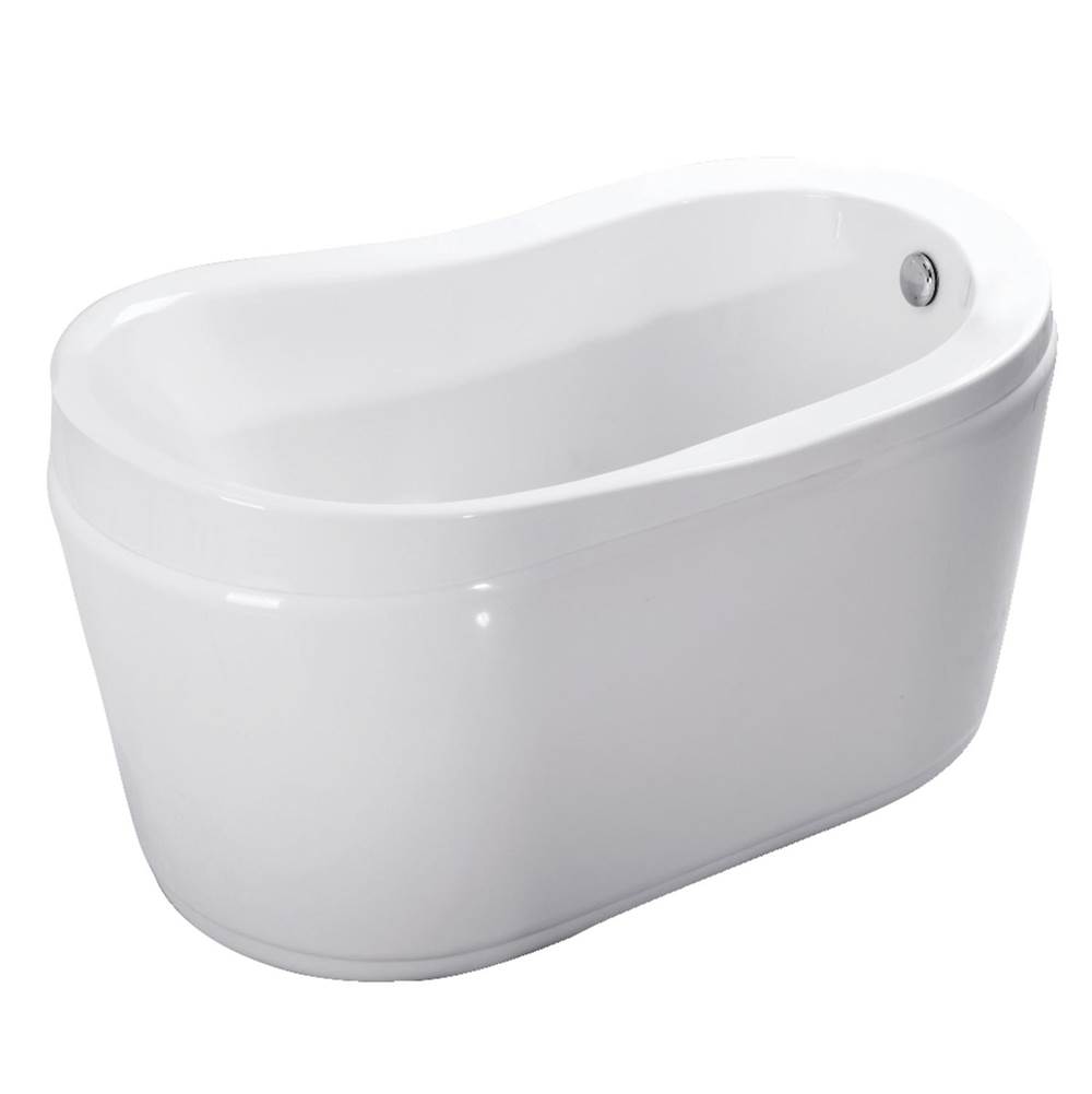 Kingston Brass Aqua Eden 52-Inch Acrylic Freestanding Tub with Drain and Integrated Seat, White
