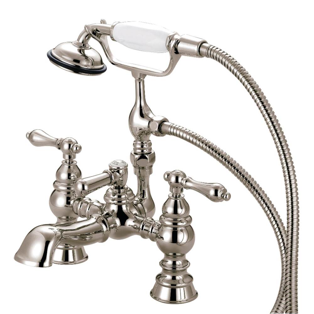 Kingston Brass Heritage Deck Mount Tub Faucet with Hand Shower, Brushed Nickel